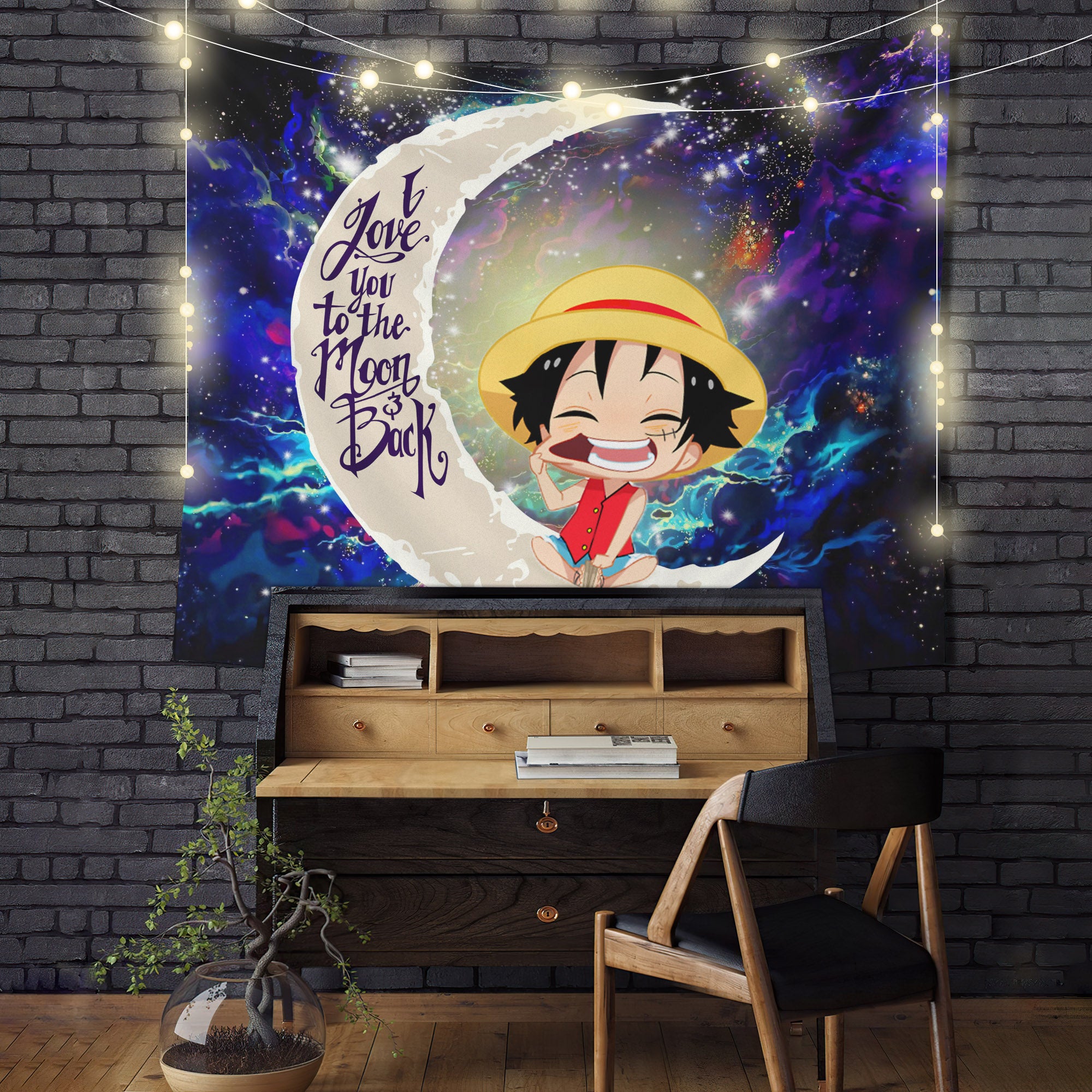 Luffy One Piece Moon And Back Galaxy Tapestry Room Decor