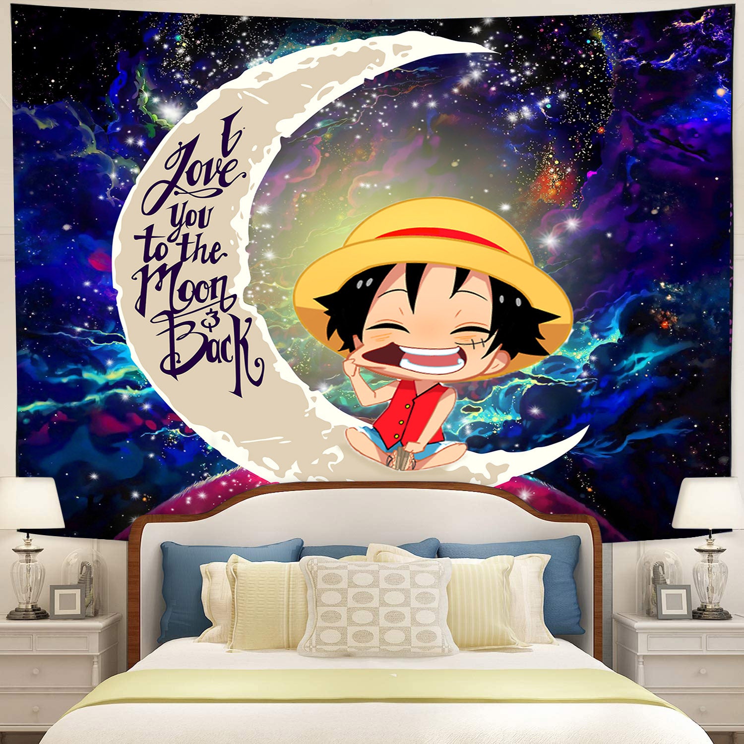 Luffy One Piece Moon And Back Galaxy Tapestry Room Decor