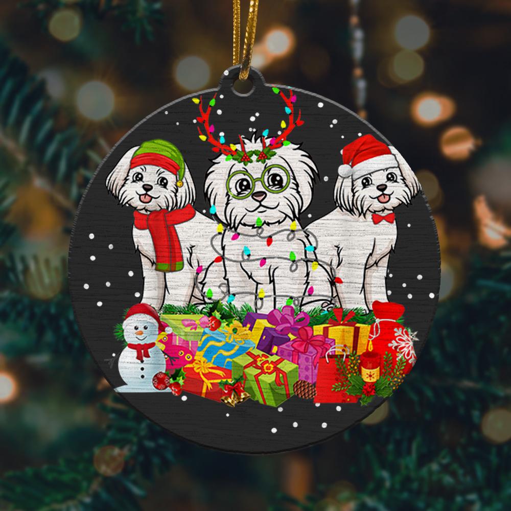 Maltese Santa Hat Funny Dog Xmas Tree Lights Christmas Ornament 2022 Amazing Decor Ideas