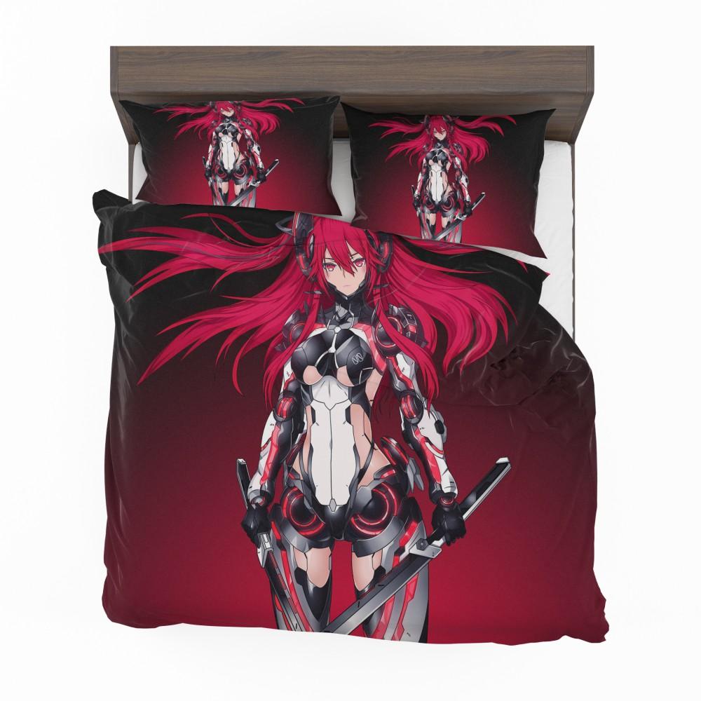 Mecha Girl Red Warrior Katana Bedding Set