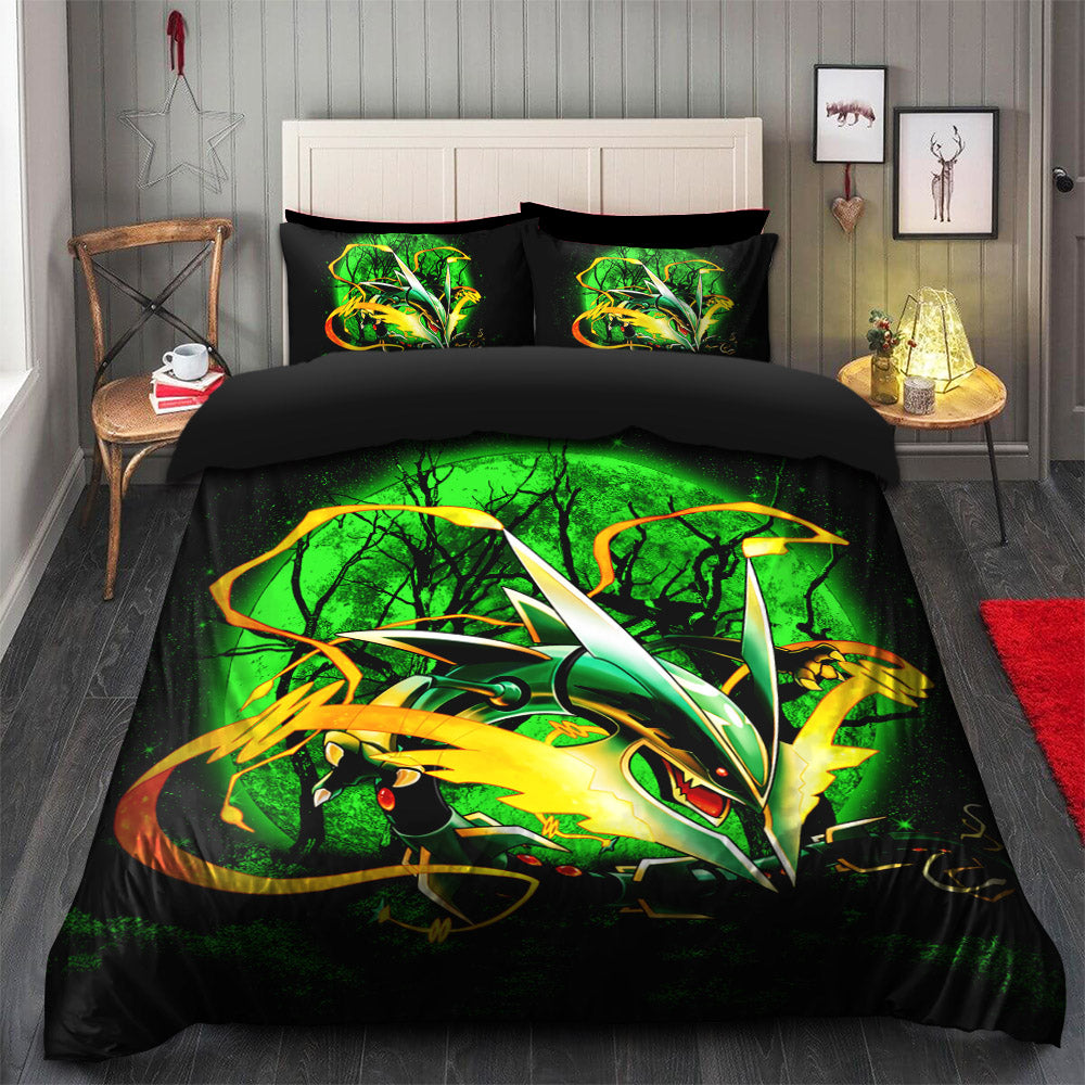 Pokemon Mega Rayquaza Moonlight Bedding Set Duvet Cover And 2 Pillowcases