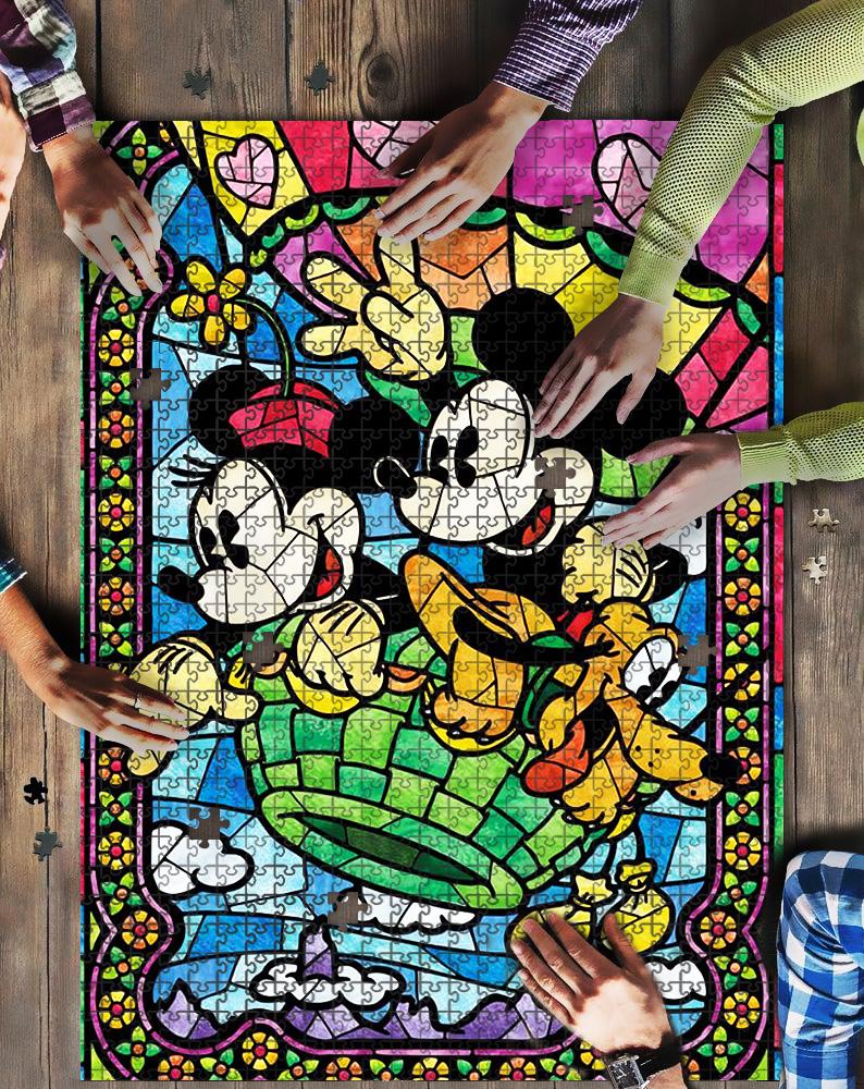 Mice And Minnie Glass Jigsaw Mock Puzzle Kid Toys