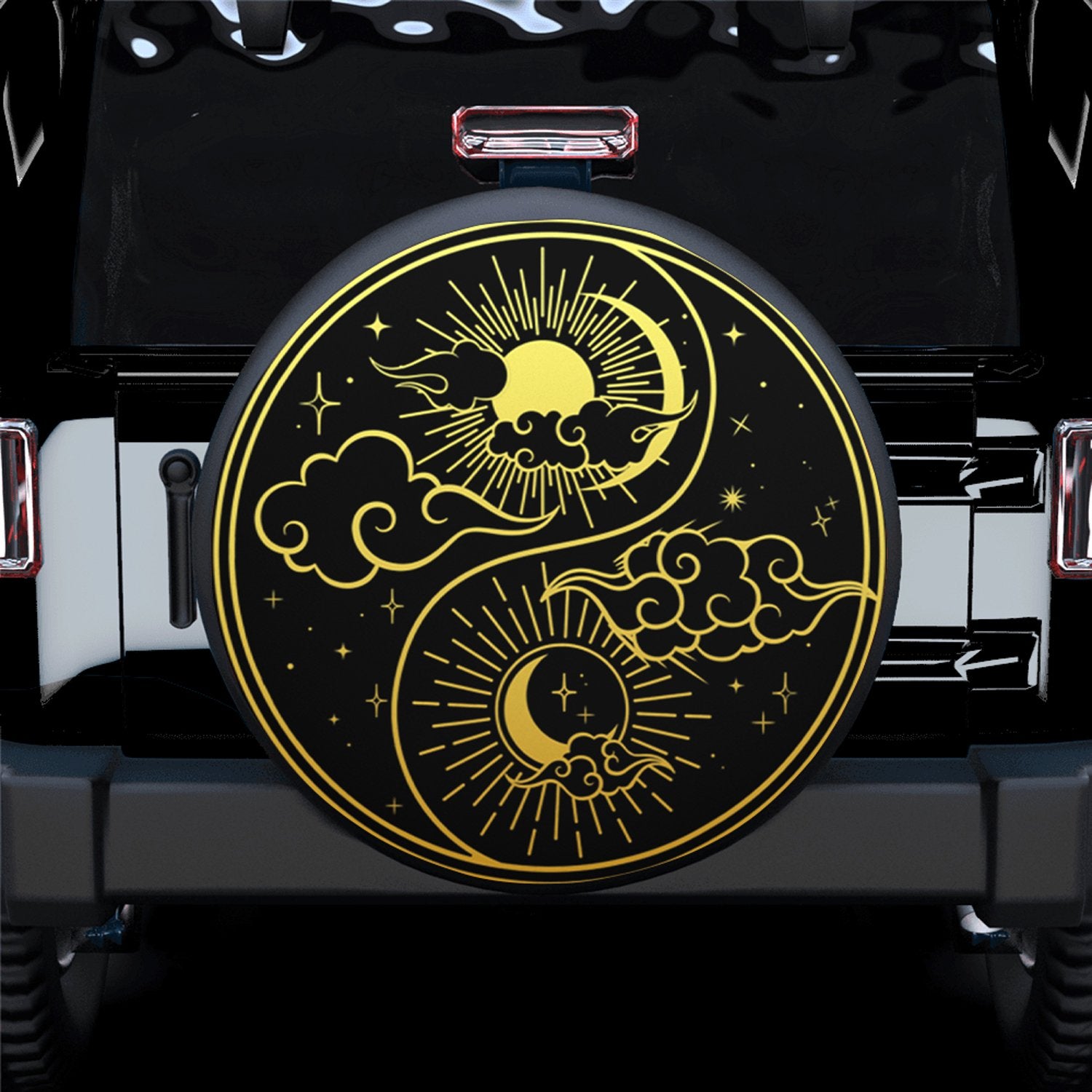 Moon And Sun Clouds Stars Spare Tire Covers Gift For Campers