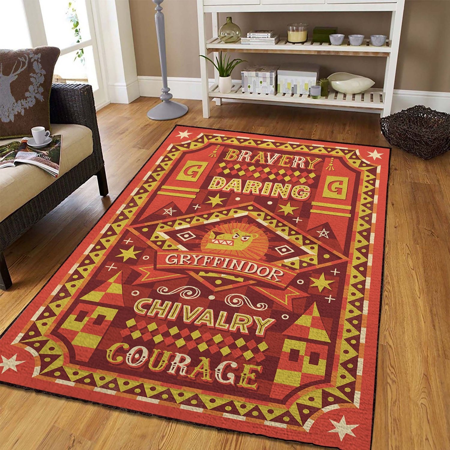 Harry Potter Gryffindor Area Rug Floor Home Room Decor