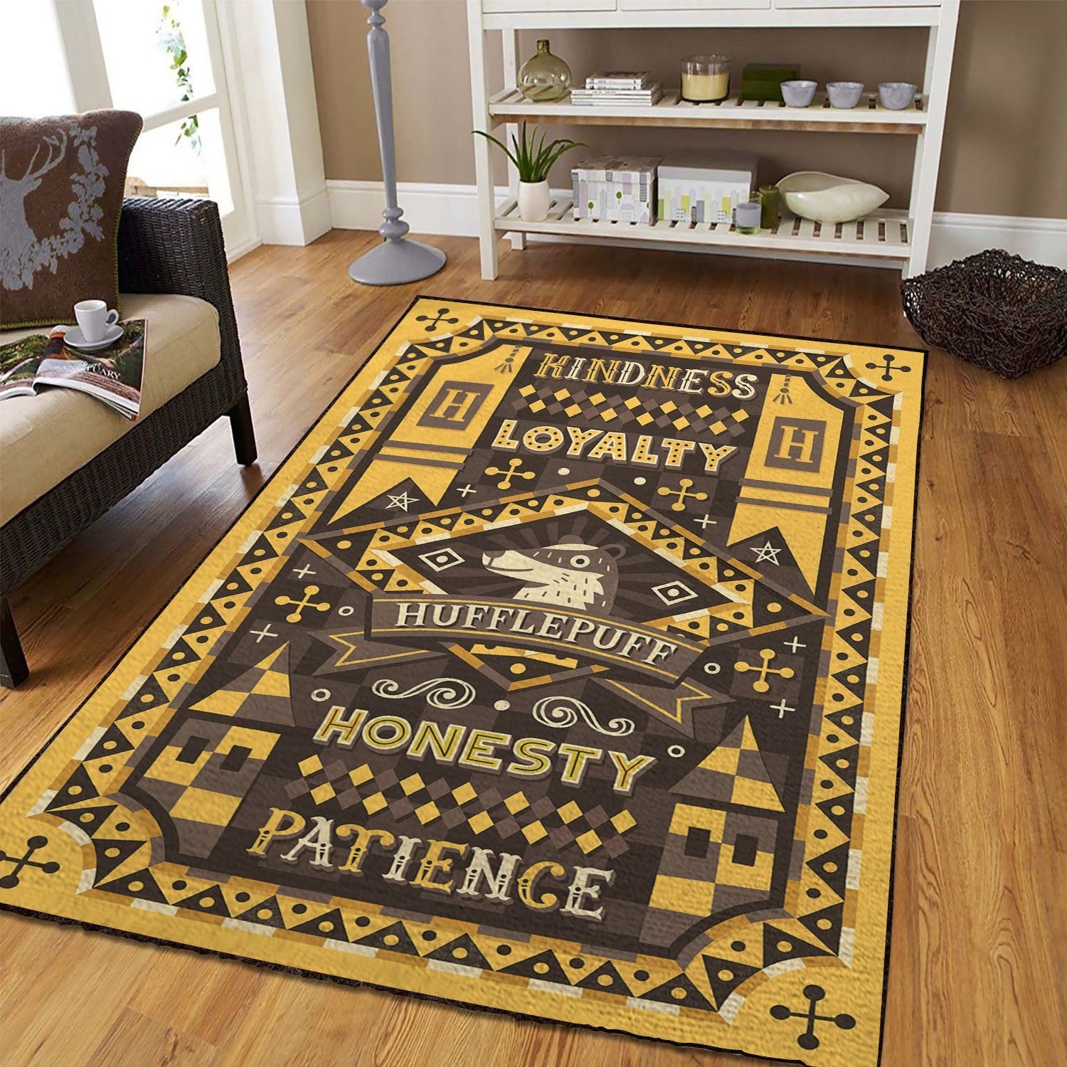 Harry Potter Hufflepuff Area Rug Floor Home Room Decor