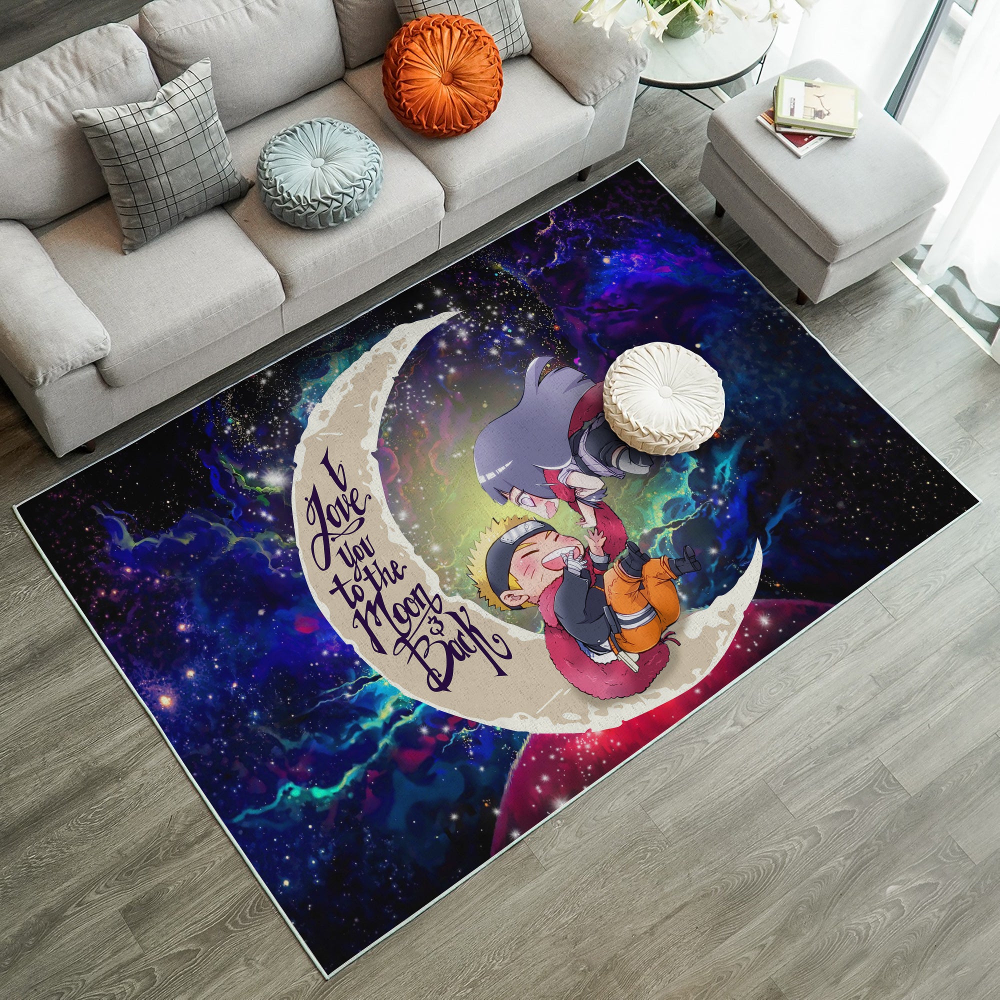 Naruto Couple Love You To The Moon Galaxy Carpet Rug Home Room Decor