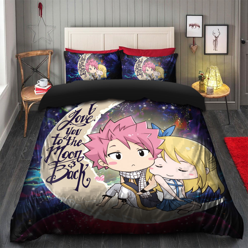 Natsu Fairy Tail Anime Love You To The Moon Galaxy Bedding Set Duvet Cover And 2 Pillowcases