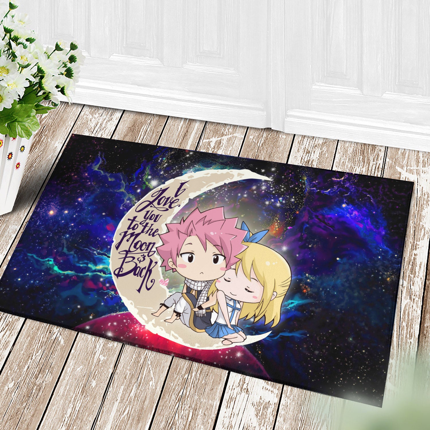 Natsu Fairy Tail Anime Love You To The Moon Galaxy Back Door Mats Home Decor