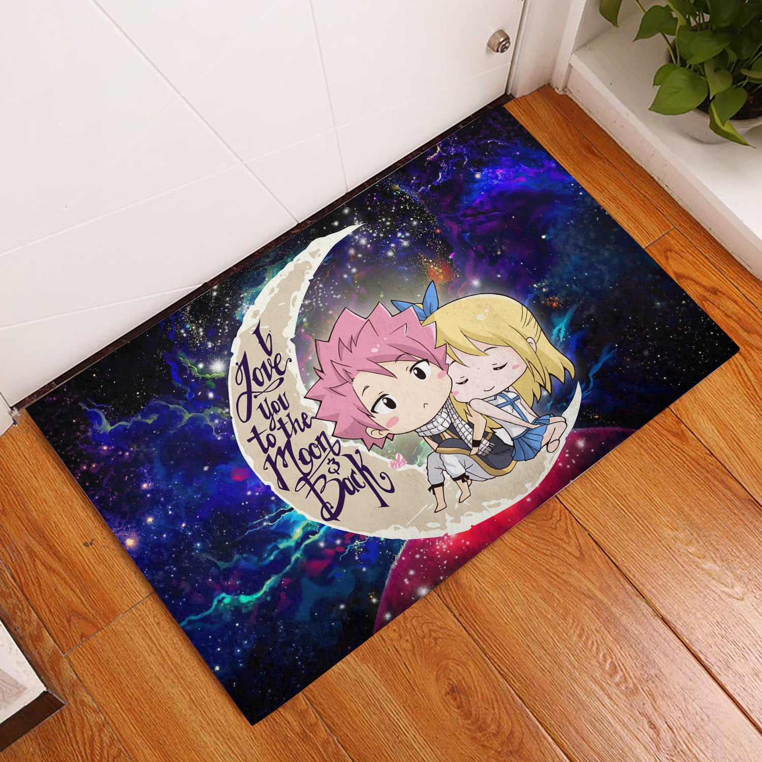 Natsu Fairy Tail Anime Love You To The Moon Galaxy Back Door Mats Home Decor