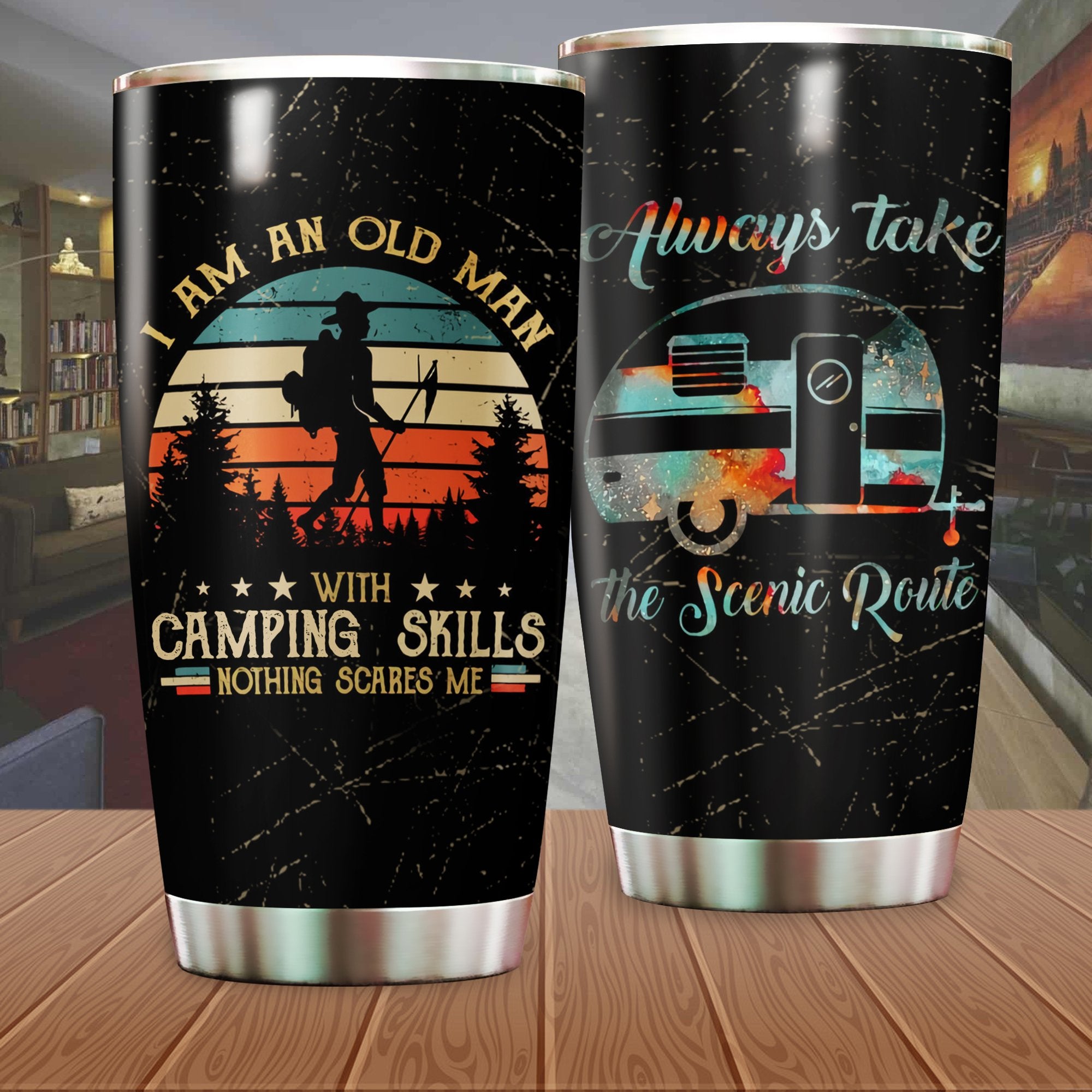 Old Man With Camping Skills Camping Camfire Tumbler 2021