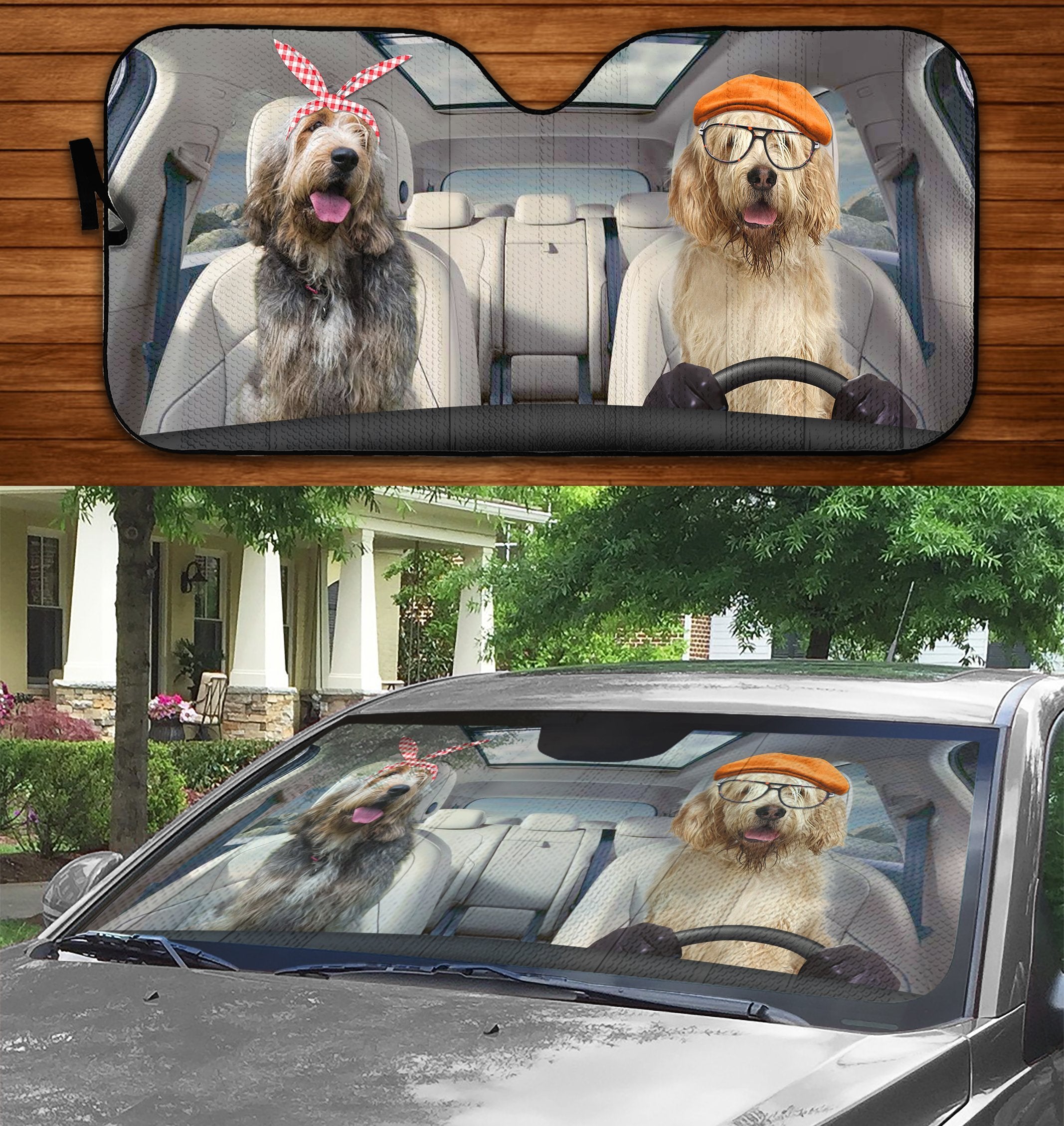 Two Otterhounds Family Car Windshield Auto Sunshade Amazing Best Gift Ideas 2021