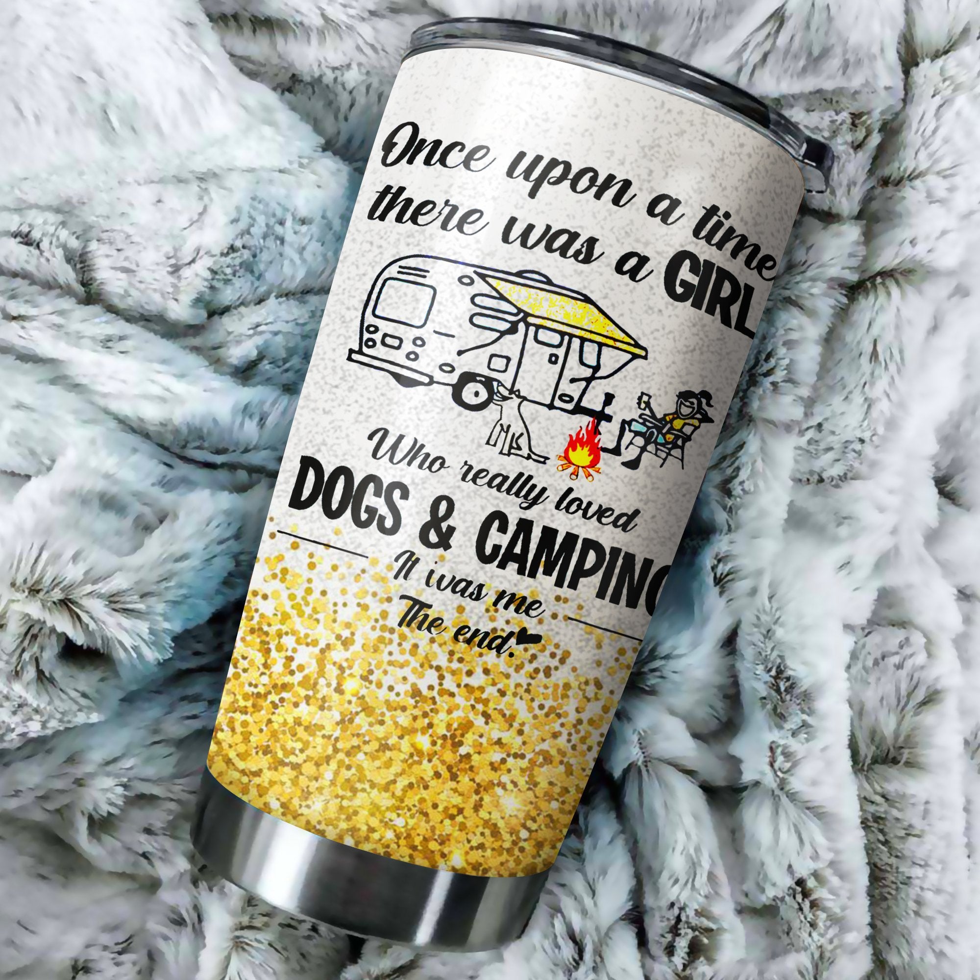 Just A Girl Who Really Loved Dogs & Camping Camfire Tumbler 2021