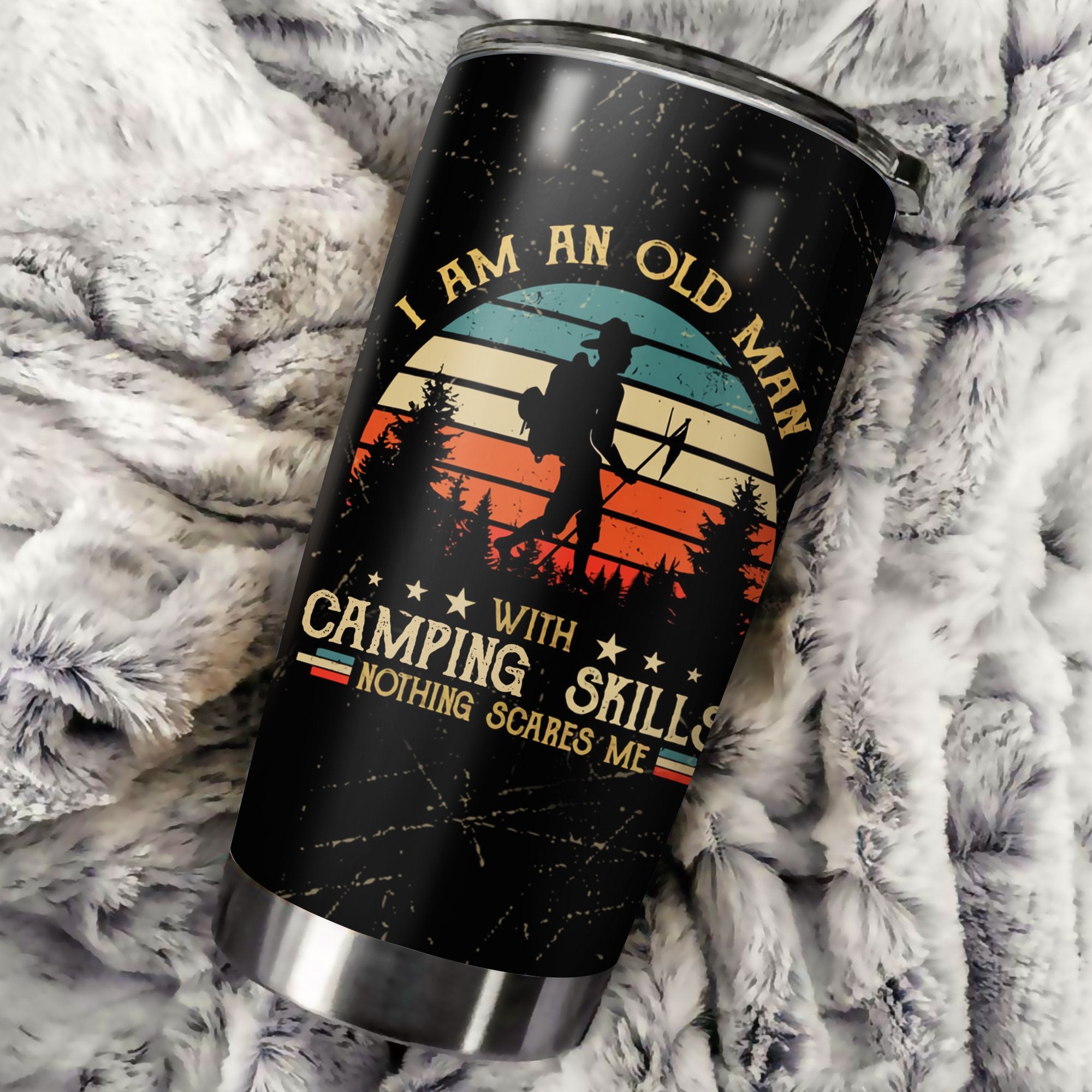 Old Man With Camping Skills Camping Camfire Tumbler 2021