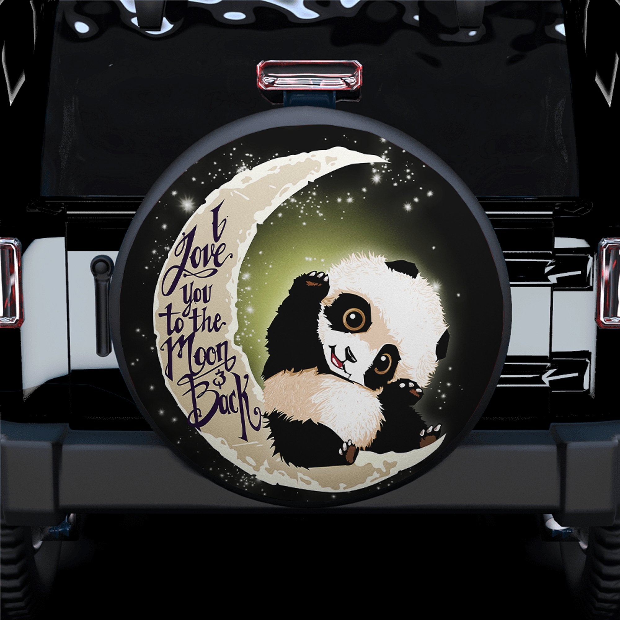 Panda Cute Moon And Back Spare Tire Cover Gift For Campers