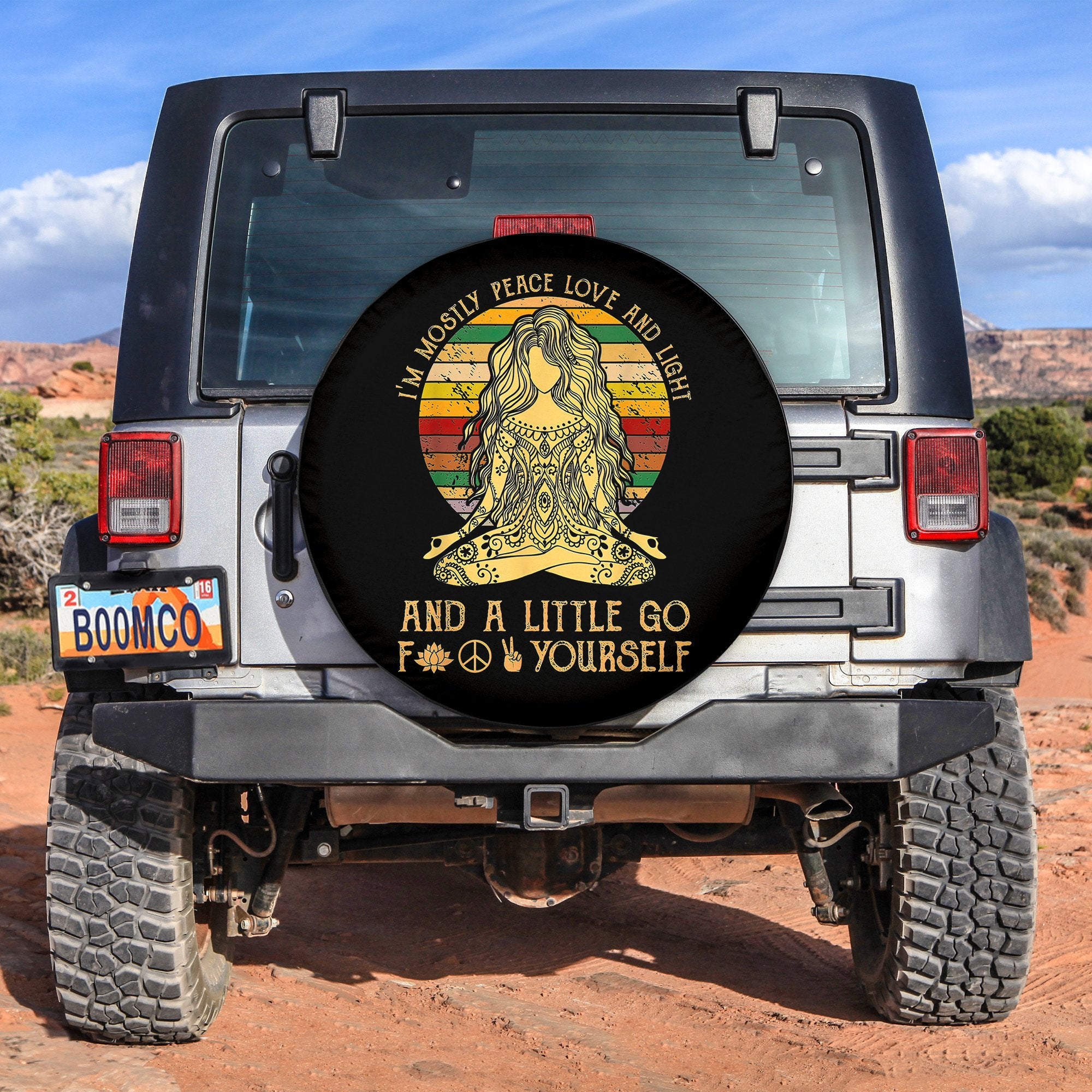 Peace Love And Light Yoga Spare Tire Cover Gift For Campers