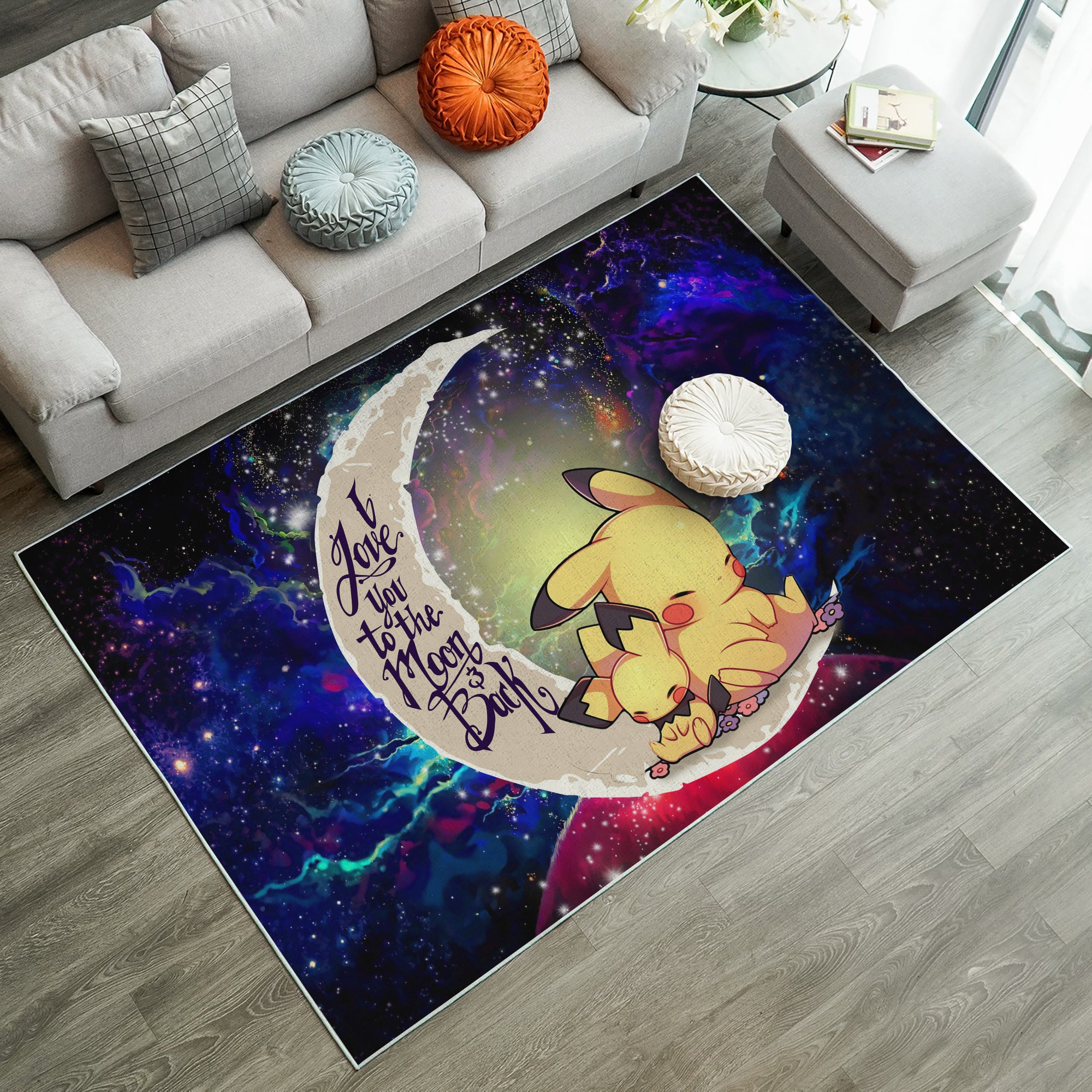 Pikachu Pokemon Sleep Love You To The Moon Galaxy Carpet Rug Home Room Decor