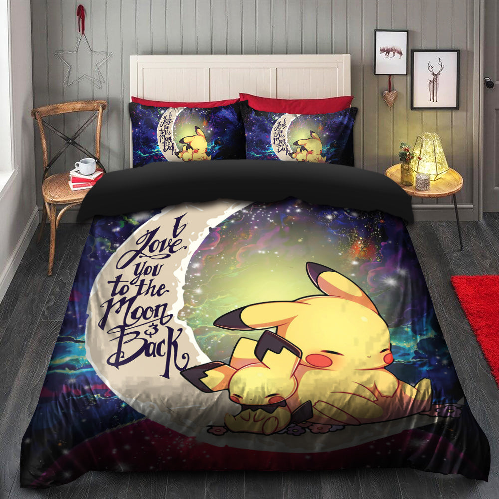 Pikachu Pokemon Sleep Love You To The Moon Galaxy Bedding Set Duvet Cover And 2 Pillowcases
