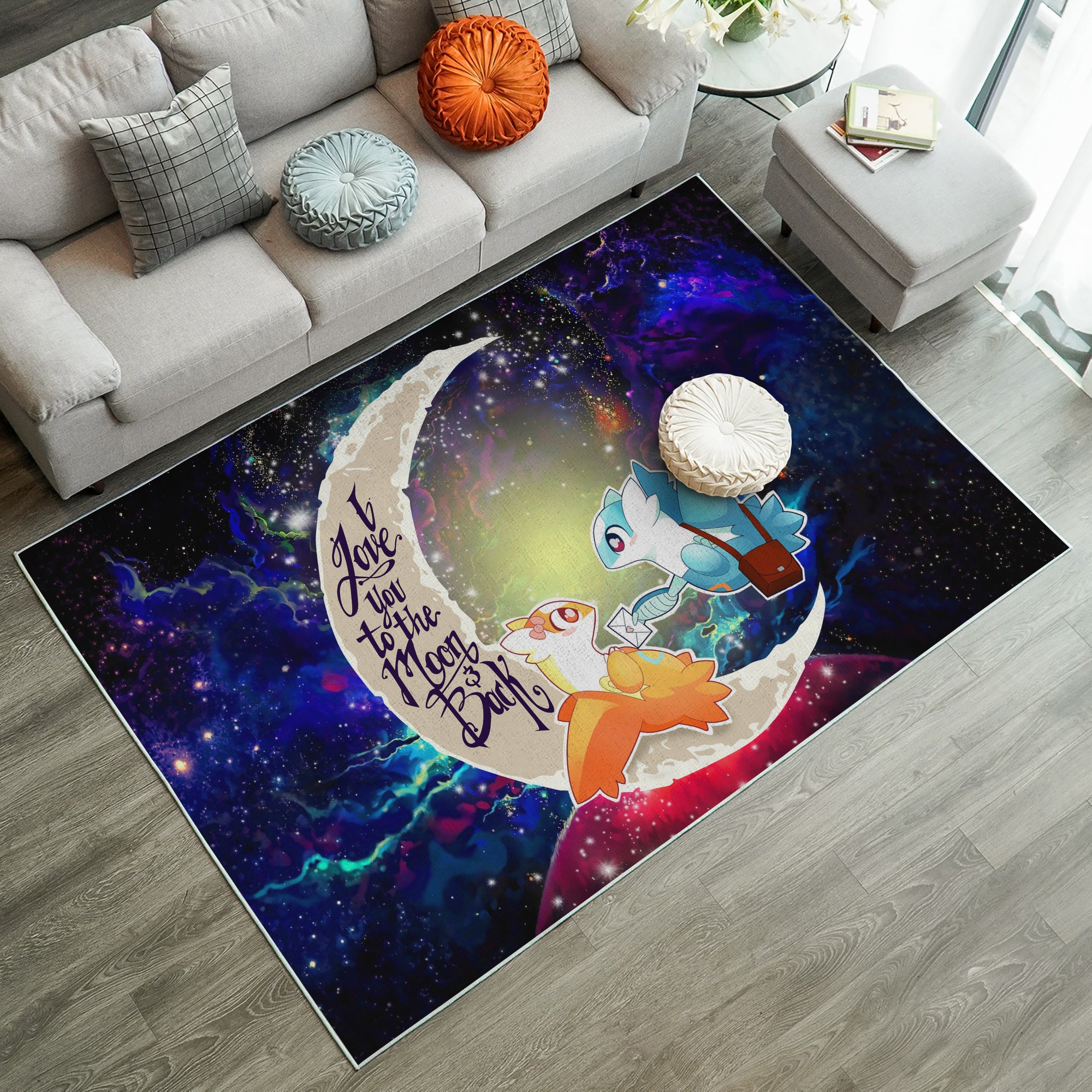 Pokemon Couple Latios Latias Love You To The Moon Galaxy Carpet Rug Home Room Decor