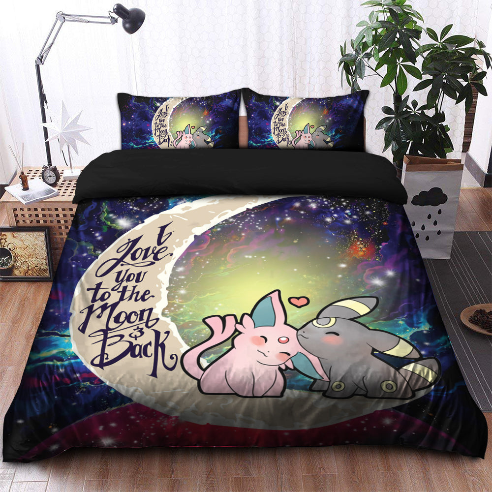Pokemon Espeon Umbreon Love You To The Moon Galaxy Bedding Set Duvet Cover And 2 Pillowcases