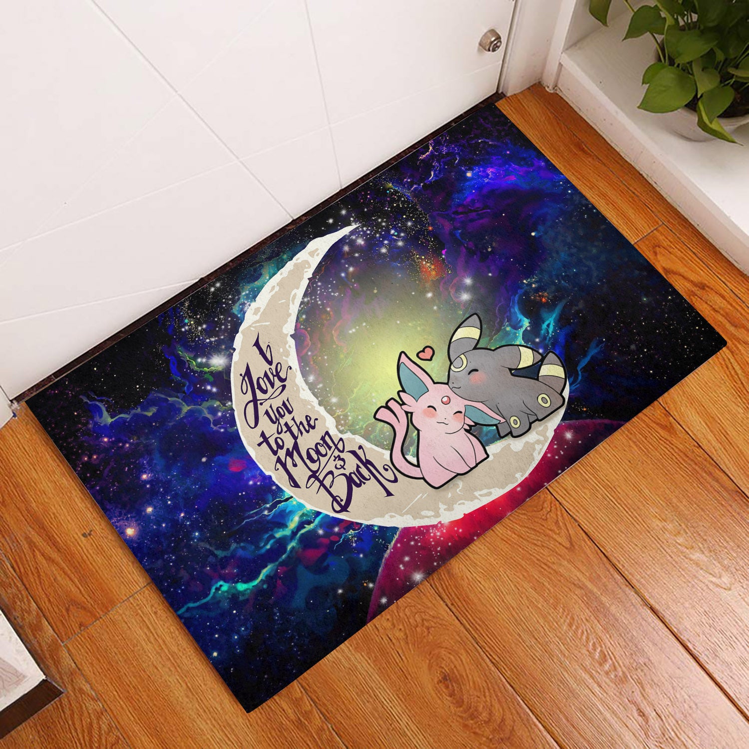 Pokemon Espeon Umbreon Love You To The Moon Galaxy Back Door Mats Home Decor