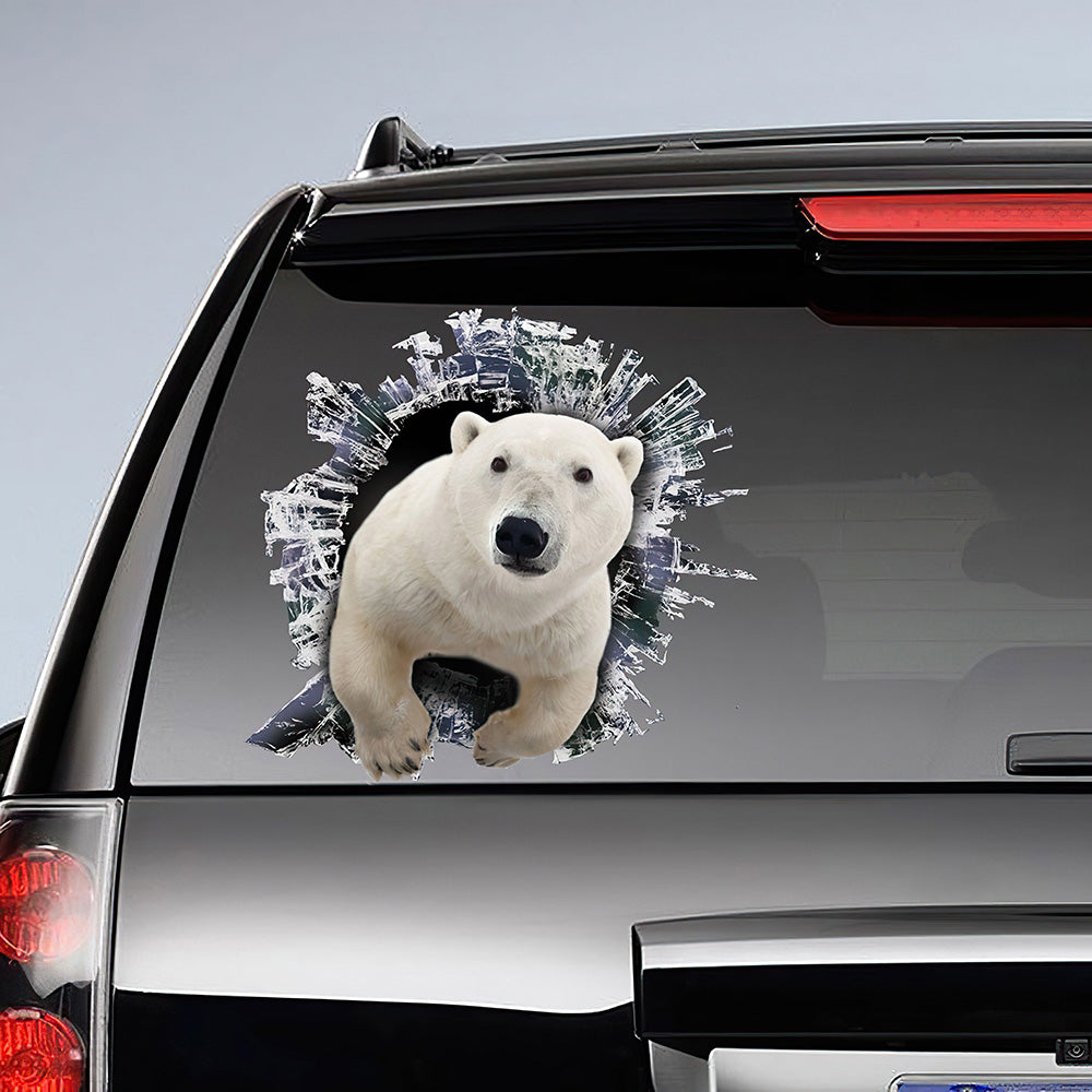 Best Polar Bear Window Sticker, Brocken Window Car 3D Stickers Decal Car Accessories Car Decoration Amazing Gift Idea