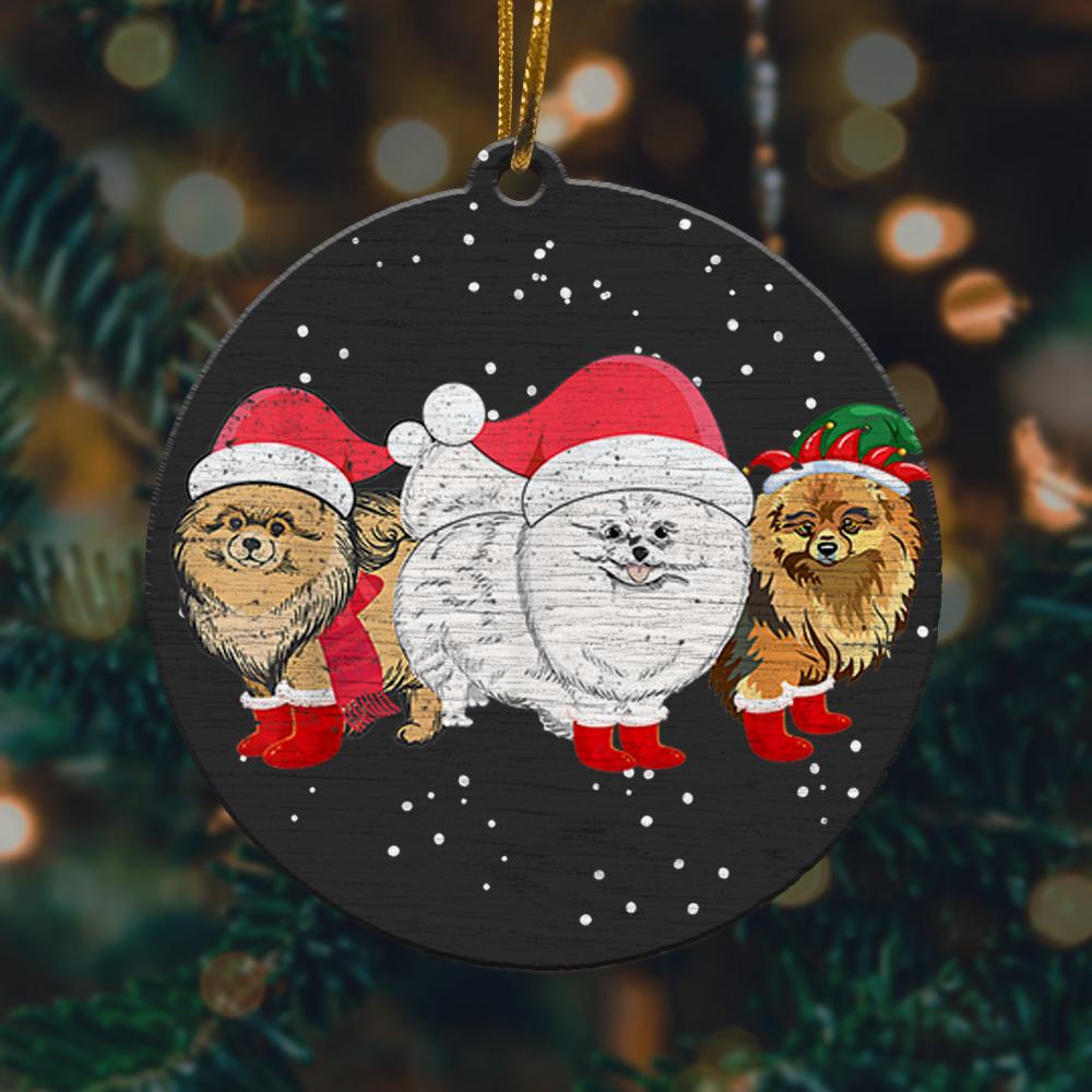 Pomeranian Christmas Santa Hats Socks Dog Lover Christmas Ornament 2022 Amazing Decor Ideas