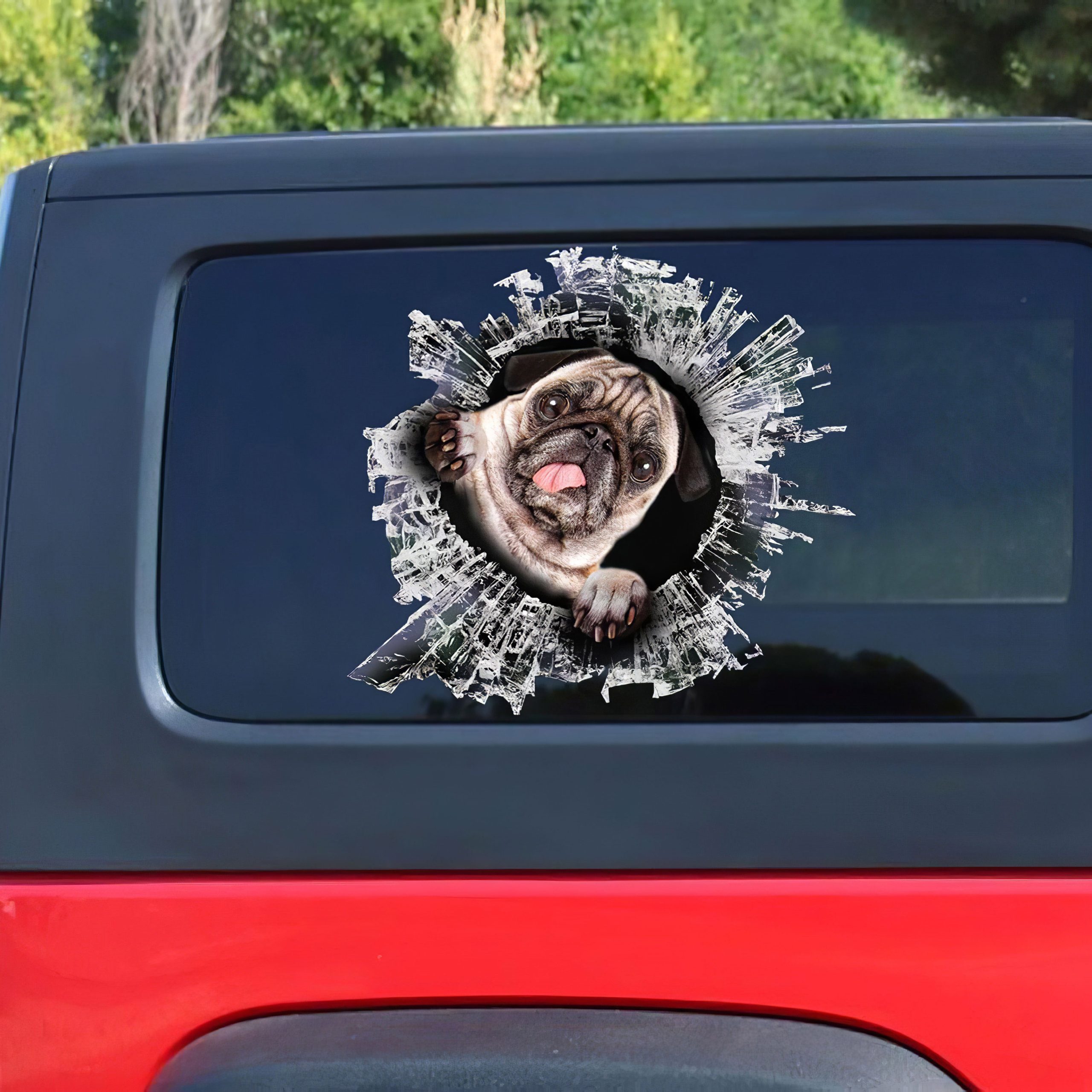 Best Pug Window Car 3D Stickers Decal Car Accessories Car Decoration Amazing Gift Idea