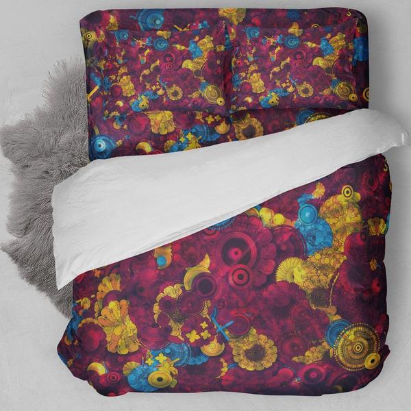 Red Bohemian Flower Bedding Set