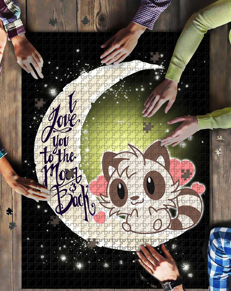 Raccoon Chibi Love To The Moon Mock Jigsaw Puzzle Kid Toys