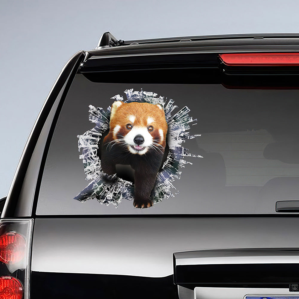 Best Red Panda Window Sticker, Brocken Window Car 3D Stickers Decal Car Accessories Car Decoration Amazing Gift Idea