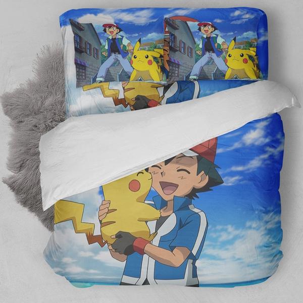 Red And Pikachu Bedding Set