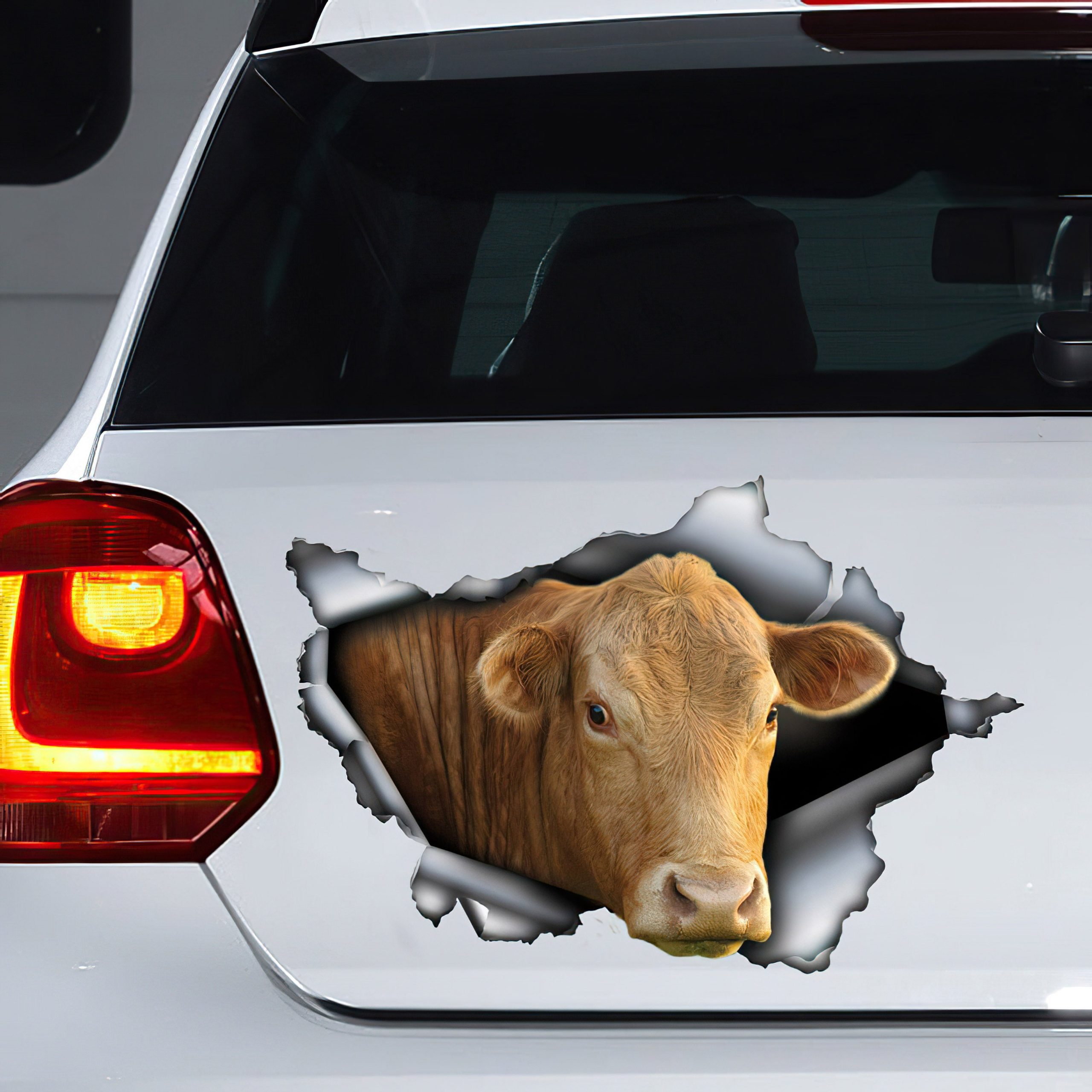 Best Red Cow Car 3D Stickers Decal Car Accessories Car Decoration Amazing Gift Idea