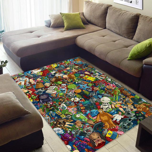 Robots Aliens Toybox Area Rug Home Decor Bedroom Living Room Decor