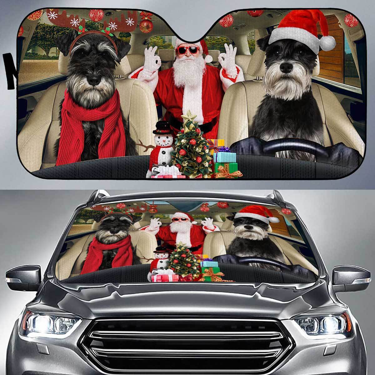 Miniature Schnauzer Xmas Auto Sun Shade Gift Ideas 2021