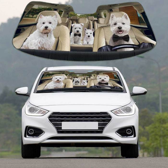 West Highland White Terrier Auto Sun Shade Puppy In Car, Gift Ideas 2022