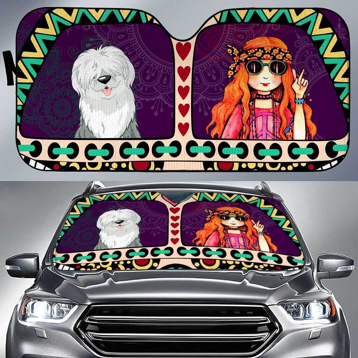 Old English Sheepdog Peace Auto Sun Shade Gift Ideas 2022