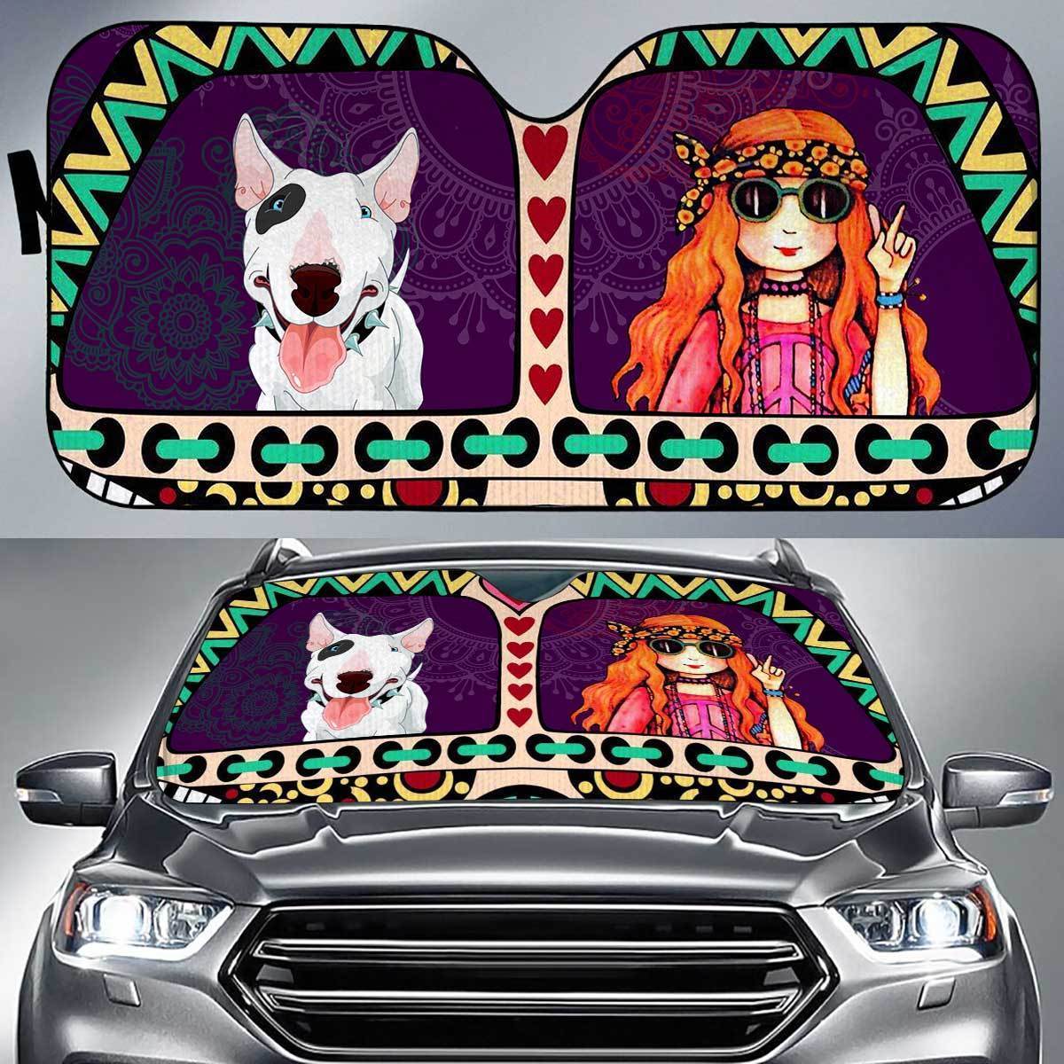 Bull Terrier Peace Auto Sun Shade Gift Ideas 2021