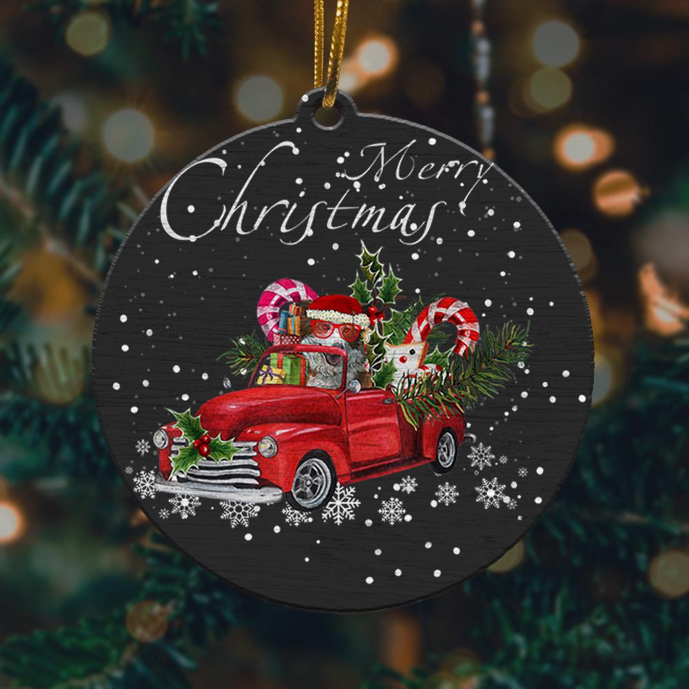 Santa Border Collie Riding Red Truck Christmas Ornament 2022 Amazing Decor Ideas