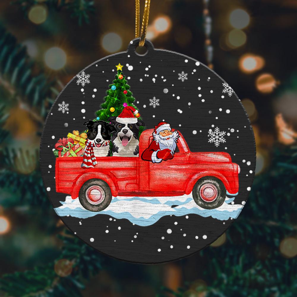 Santa Driving Red Truck Christmas Border Colli Christmas Ornament 2022 Amazing Decor Ideas