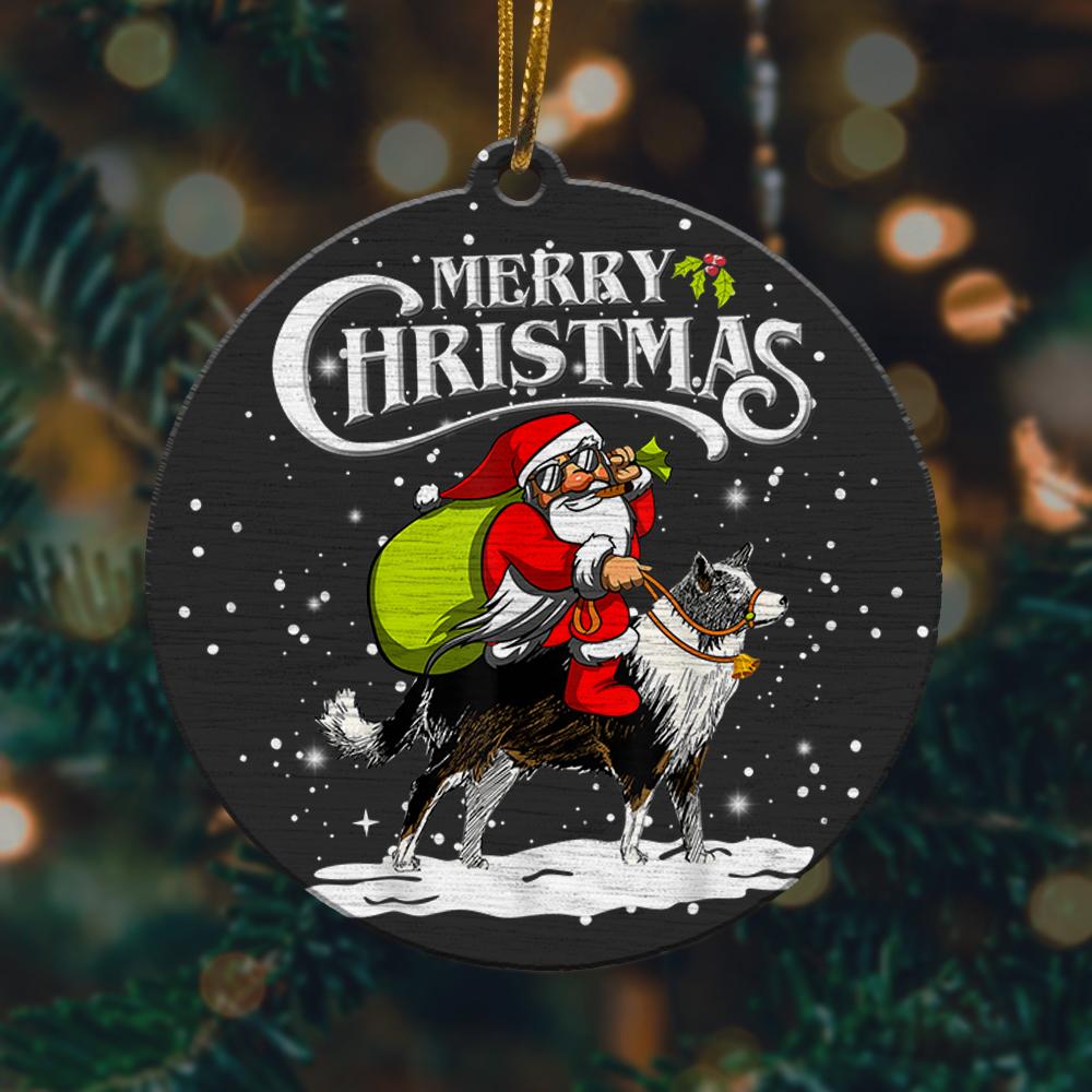Santa Riding Border Collie Dog Christmas 3 Christmas Ornament 2022 Amazing Decor Ideas