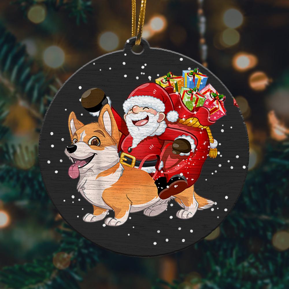 Santa Riding Welsh Corgi Christmas Ornament 2022 Amazing Decor Ideas