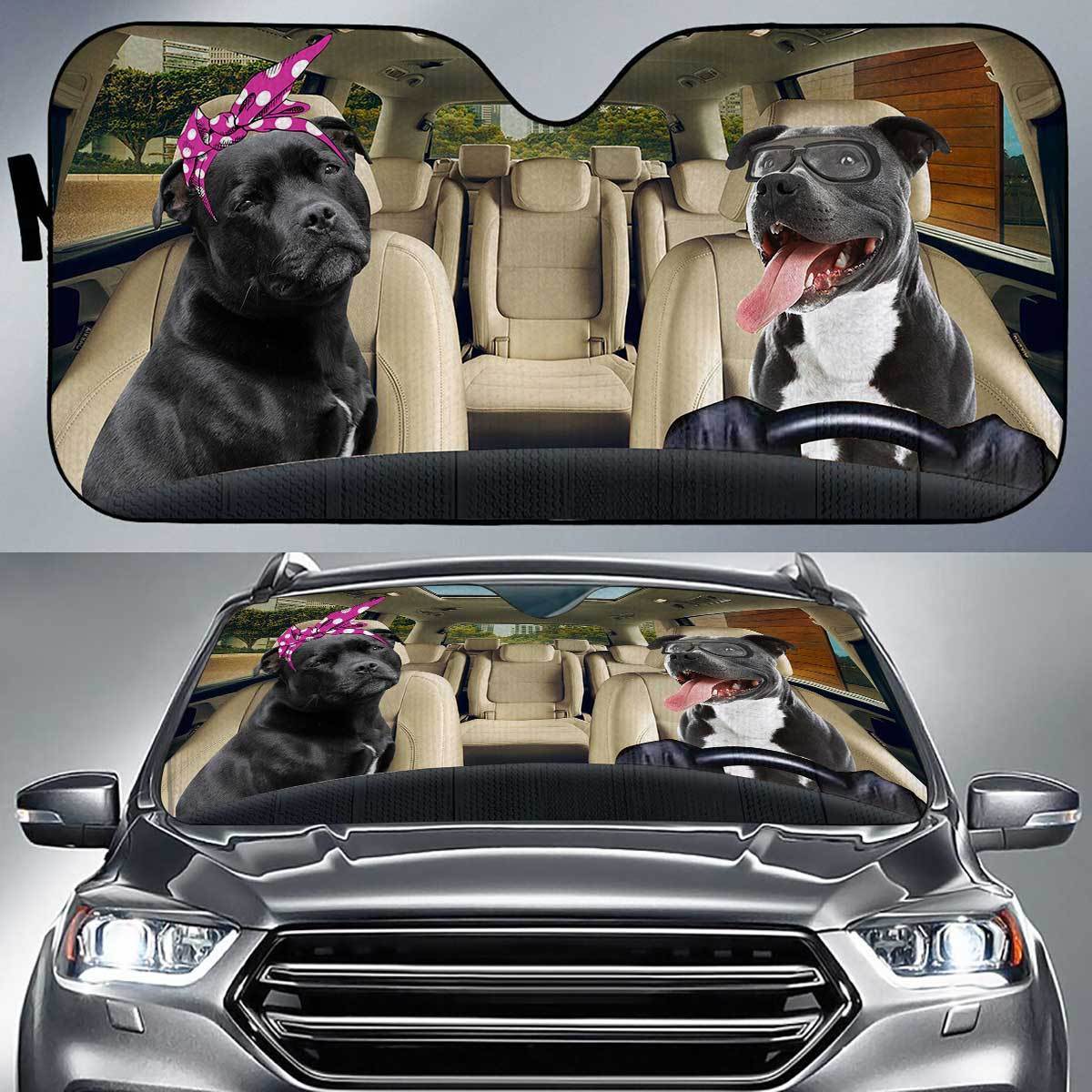 Staffordshire Bull Terrier Driver Auto Sun Shade Gift Ideas 2021