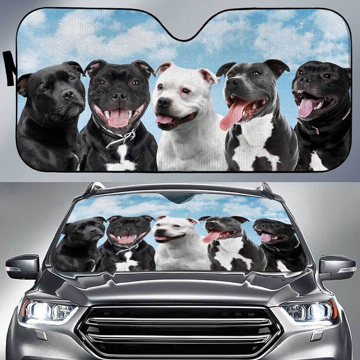 Staffordshire Bull Terrier Funny Team Auto Sun Shade Gift Ideas 2022