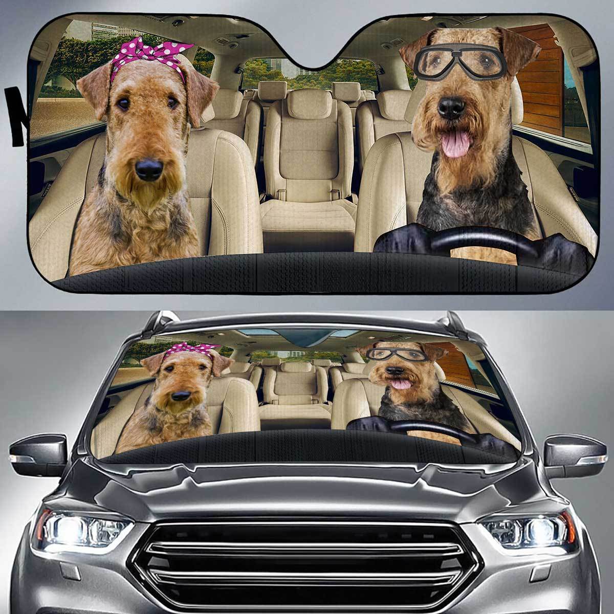 Airedale Terrier Driver Auto Sun Shade Gift Ideas 2021