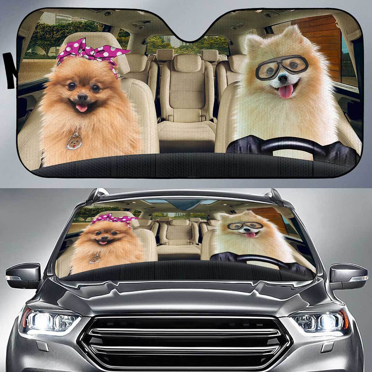 Pomeranian Driver Auto Sun Shade Gift Ideas 2022