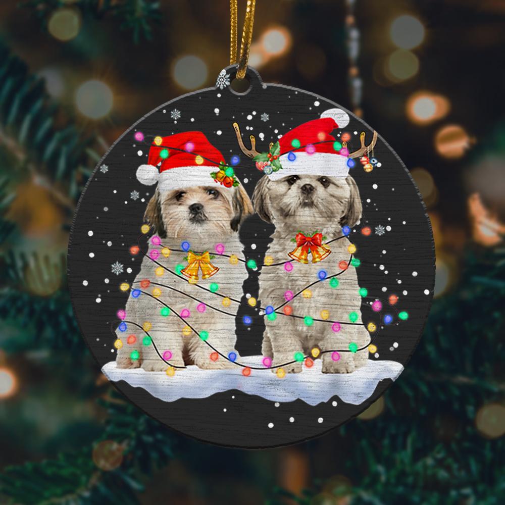 Shih Tzu Christmas Santa Hat Reindeer Light Christmas Ornament 2022 Amazing Decor Ideas
