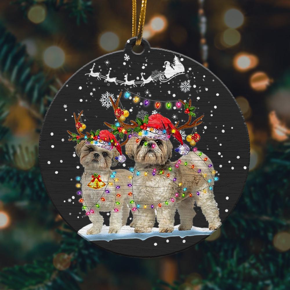 Shih Tzu Reindeer Xmas Light Christmas Ornaments Santa Lover Christmas Ornament 2022 Amazing Decor Ideas