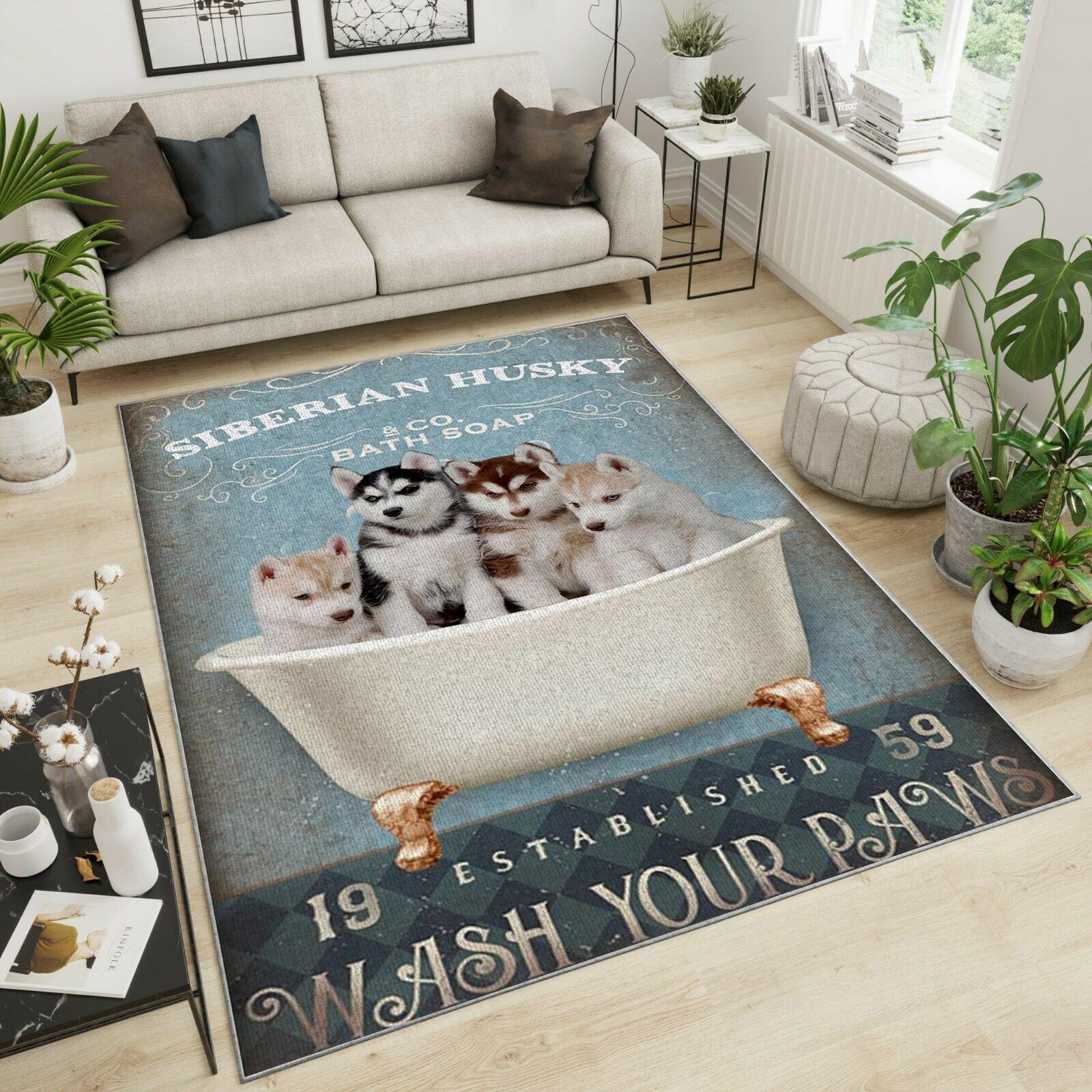 Siberian Husky Area Rug Home Decor Bedroom Living Room Decor