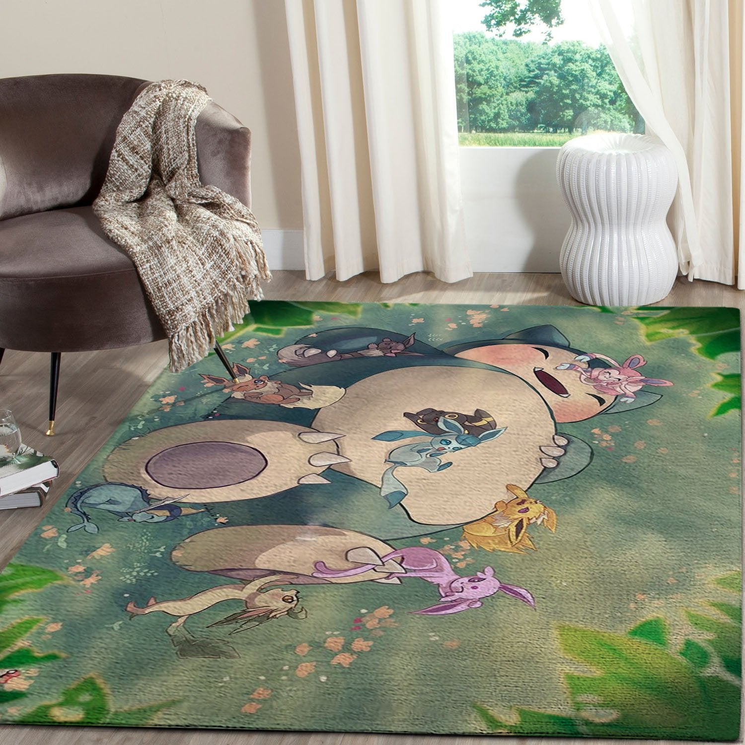 Snorlax & Eeveelutions Nap Pokemon Area Rug Home Decor Bedroom Living Room Decor