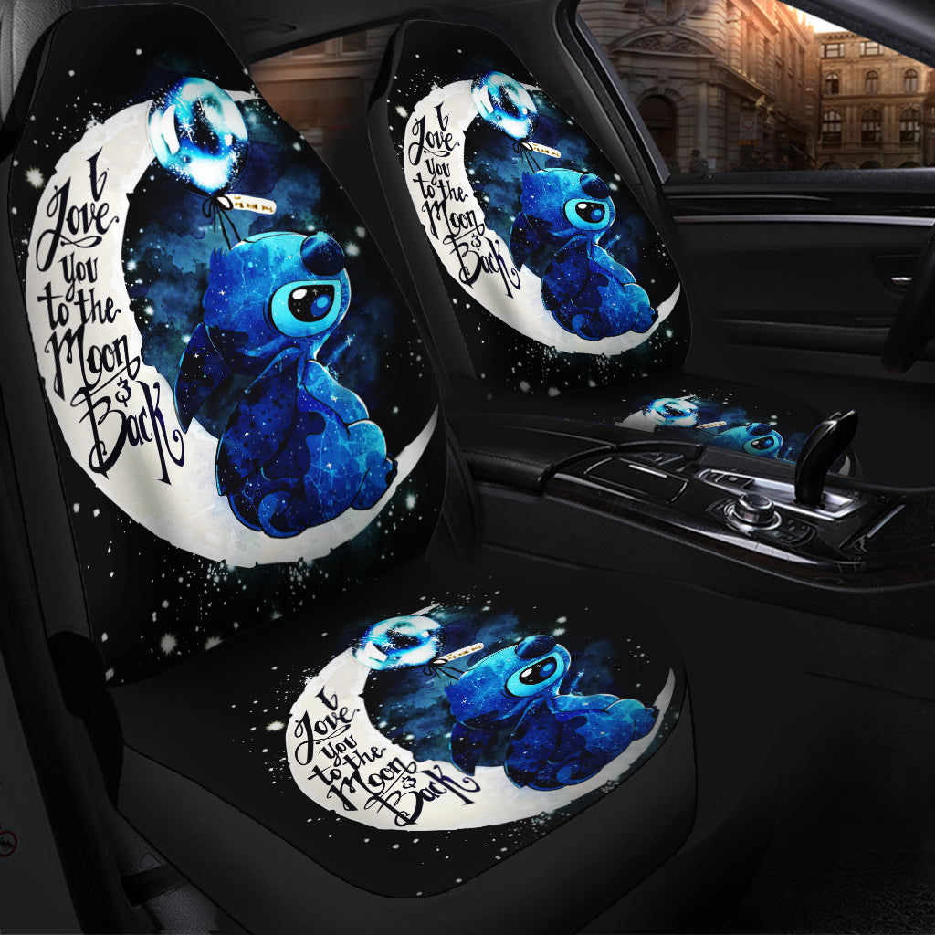 Stitch Love Moon And Back Premium Custom Car Seat Covers